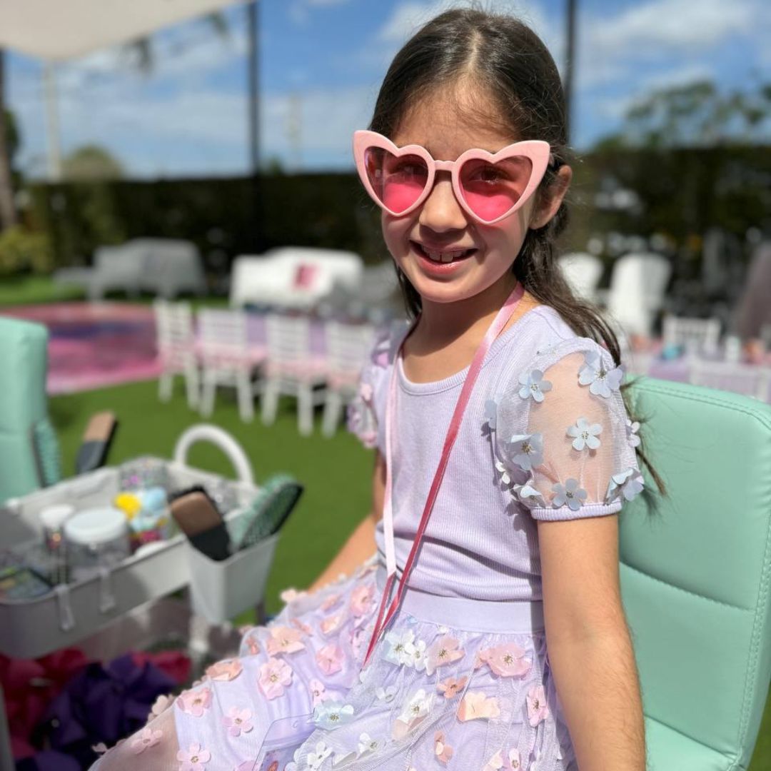 Girls enjoying spa party on the bus