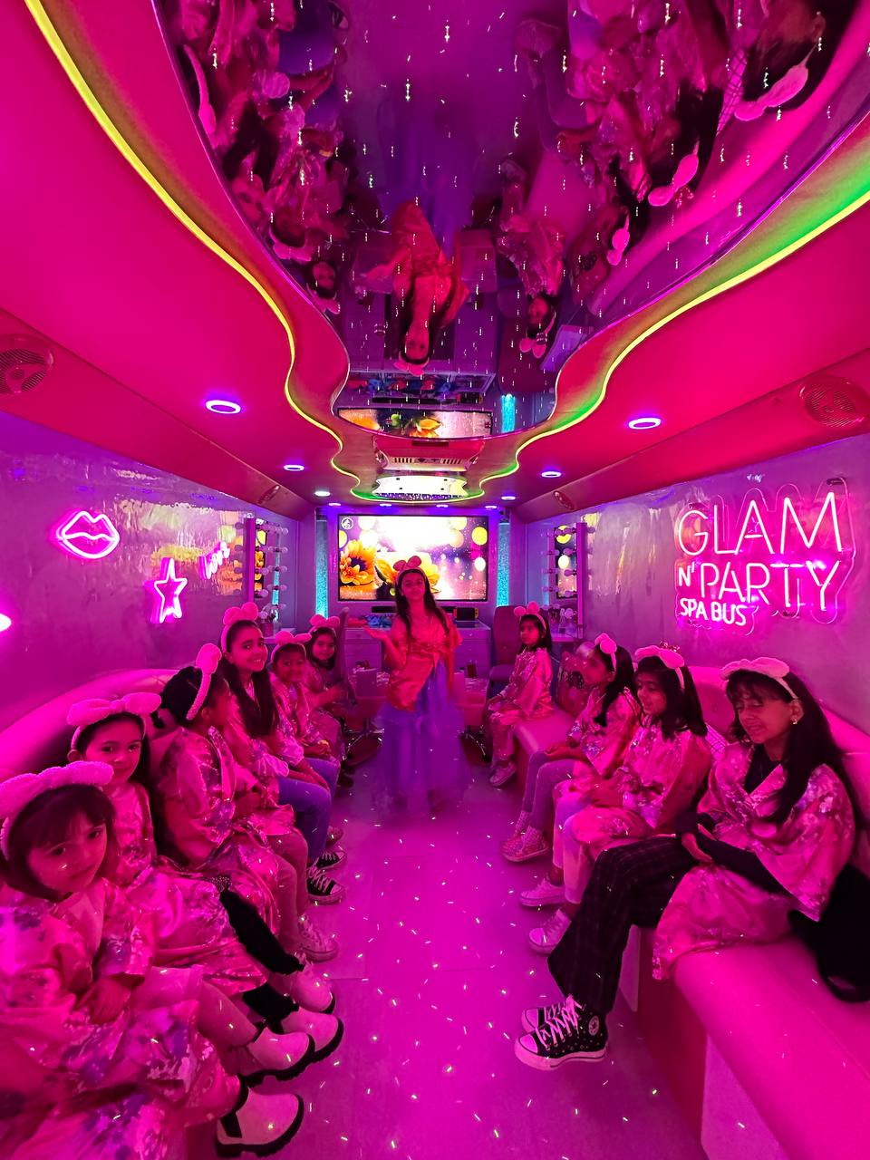 Inside the spa party bus